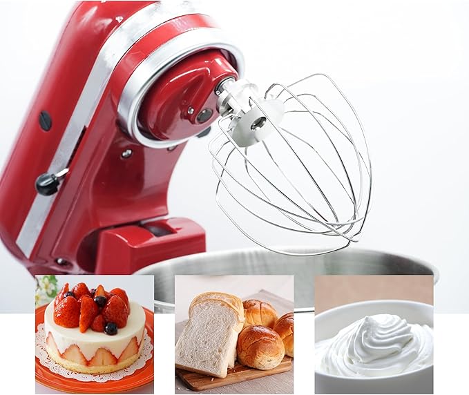 6-Wire Whip Compatible with 4.5-5Qt Kitchenaid Tilt Head Stand Mixer, Replacement for Kitchenaid whisk attachment for stand mixer K45WW, Stainless Steel, Dishwasher Safe(1 Pack)