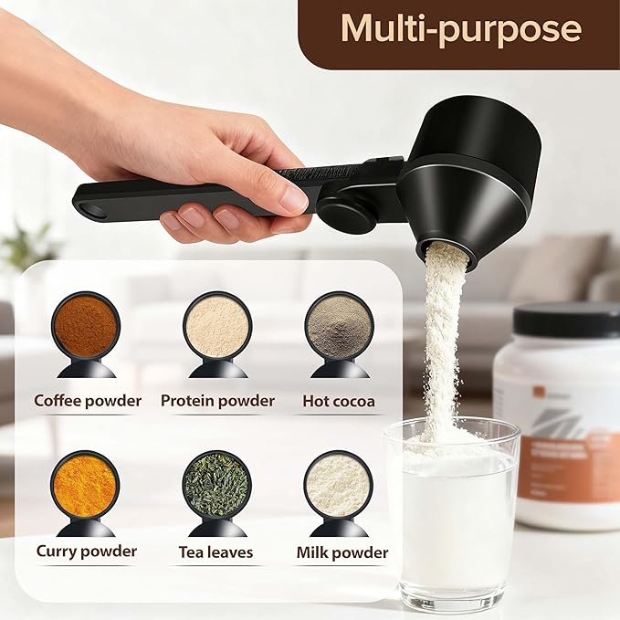 2 Pcs Coffee Scoop & Funnel for Reusable K-Cup Pods, 2Tbsp Dosing Spoon, 51mm Espresso Tamper, BPA-Free PCTG, Dishwasher Safe, Fits Espresso Machines, For Coffee & Protein Powder, Black, 2 Models A&B