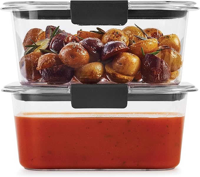 Rubbermaid Brilliance BPA-Free Food Storage Containers, Medium Deep, 4.7 Cup, Airtight & Leak-Proof, Microwave & Dishwasher Safe, 4 Count (Pack of 2)