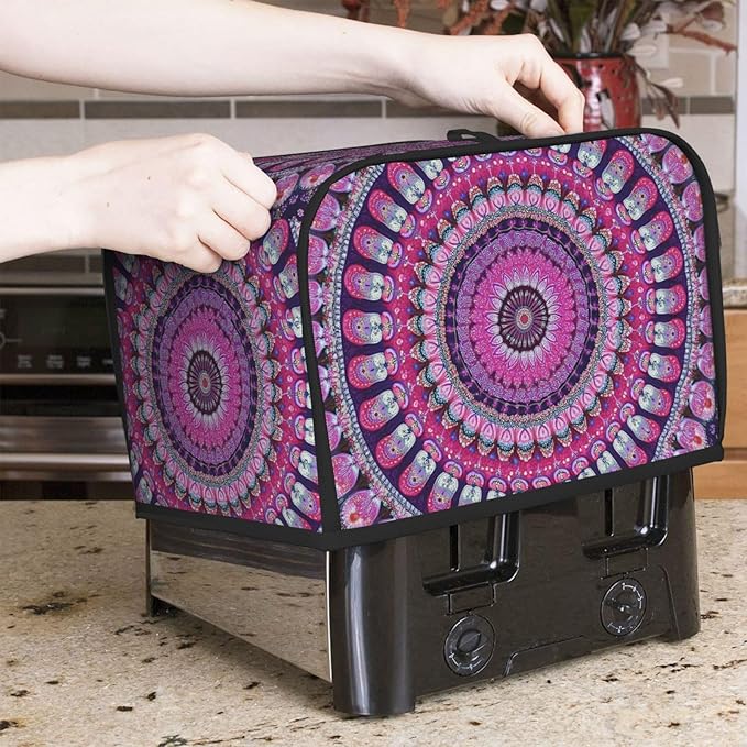 Bohemian Mandala Floral Toaster Cover 2 Slice, Cute Country Bread Machine Cover, Washable Toaster Kitchen Small Appliance Cover Stain Resistant,with Top Handle
