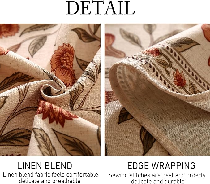 ISAENNE Designer French Square Tablecloth,Linen Orange Floral Pattern Indoor Table Cloth,Wrinkle Resistant Decor Table Cloth for Dining Thanksgiving Kitchen Party,67"*67"-Alvarado D