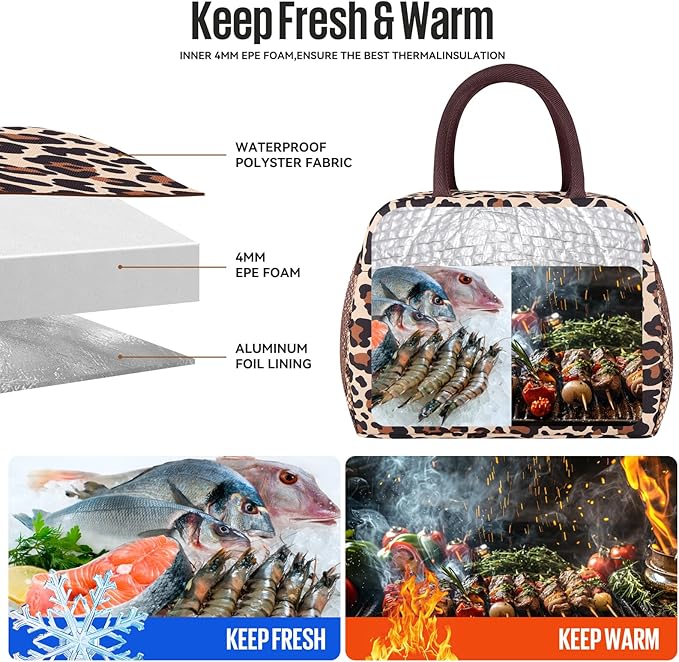 douyadady Lunch Bag Women/Men Lunch Box Women/Men (leopard)