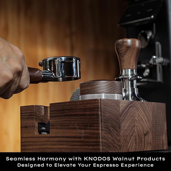 Walnut Espresso Set - 58mm Espresso Tools, Blind Coffee Shaker, 30lb Tamper, Coffee Leveler, Handleless Milk Pitcher, Dosing Cup and RDT Sprayer