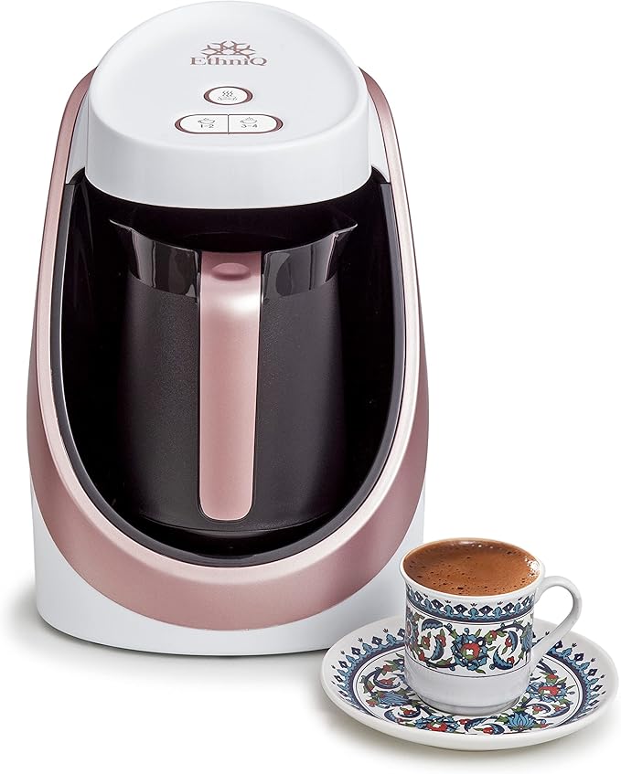 ETHNIQ Turkish Coffee Maker - 100% BPA Free, 120V, 1 to 4 Cup Brewing Capacity with Cook Sense Technology for Delicious Cup of Turkish & Greek Coffee, Turkish Coffee Pot (White)