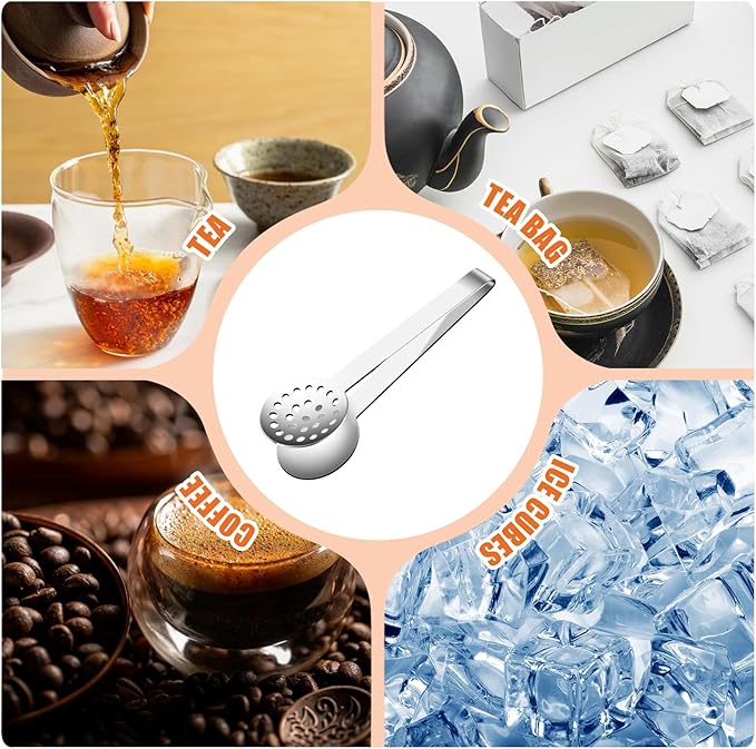 Tea Bag Squeezer, Stainless Steel Tea Bag Squeezer Tongs, Teabag Filter, Dispenser Accessories for Teas Drinkers, Durable Round Strainer Gripper Picker