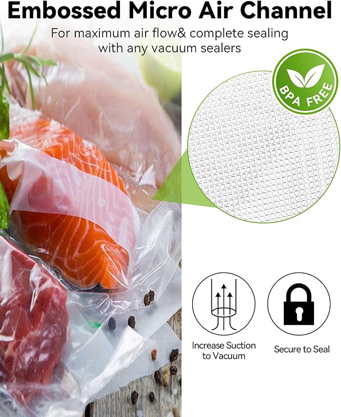 AENTGIU 400 Vacuum Sealer Storage Bags, 8x12 Inch Seal a Meal Bags, BPA Free Quart Bags, Compatible with All Heat Vacuum Sealers Machine, Heavy Duty, Great for vac storage, Meal Prep or Sous Vide