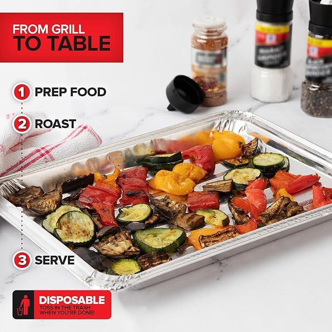 Stock Your Home Disposable Aluminum Foil Broiler Pan (10 Pack) for Oven - Durable Broiling Drip Trays with Ribbed Bottom Surface for BBQ Grill-Like Texture - 13x9 Inch Pans