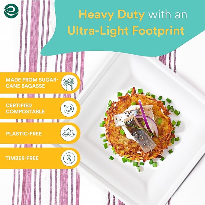 ECO SOUL Compostable Paper Plates 6 Inch (1000 Count) Heavy Duty Disposable Dessert Plates, Eco-Friendly Sugarcane Bagasse Small Plates For Appetizer- White