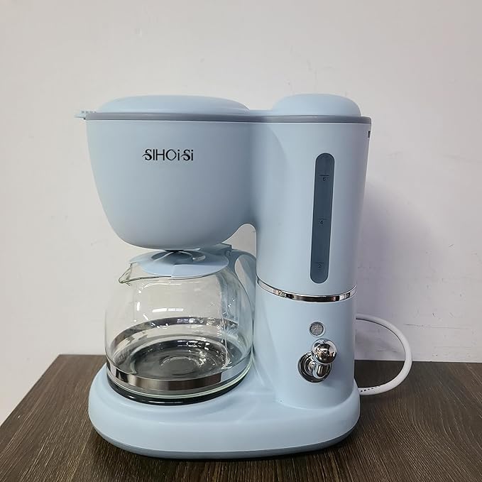 SIHOiSi Electric coffee makers – Compact and User-Friendly with Auto Pause & Serve, Reusable Filter, Office & Dorm Use, Blue