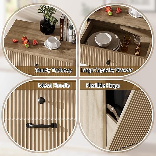 Spurgehom 13 Gallons Tilt Out Trash Can Cabinet Freestanding Kitchen Trash Can Modern Hidden Garbage Recycling Cabinets with Hideaway Drawer Pet Proof Trash Can Holder for Kitchen, Natural