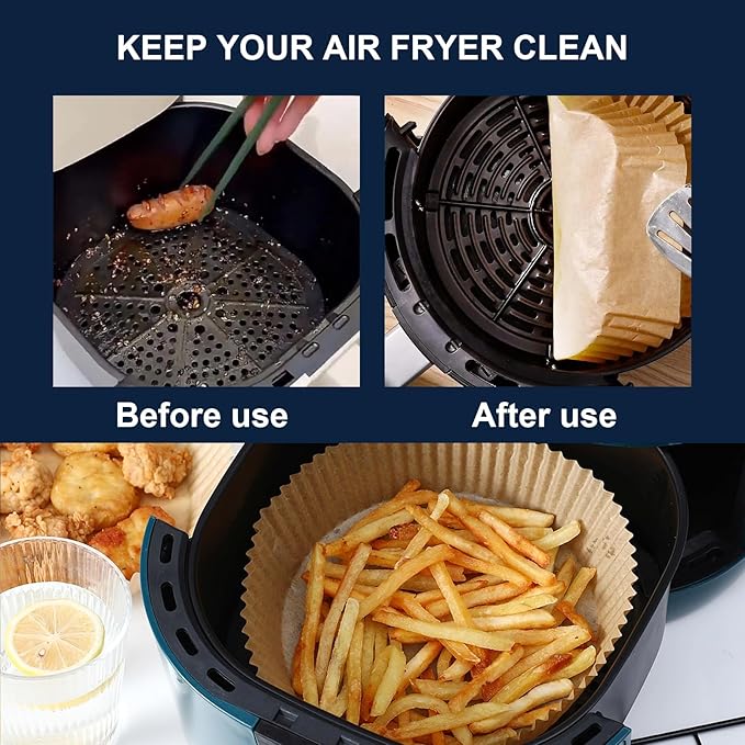 600 PCS 7.9 Inch Round Air Fryer Baking Paper Liners, Non-Stick Parchment Paper Liners for 5-8QT Airfryer Microwave Oven Frying Pan