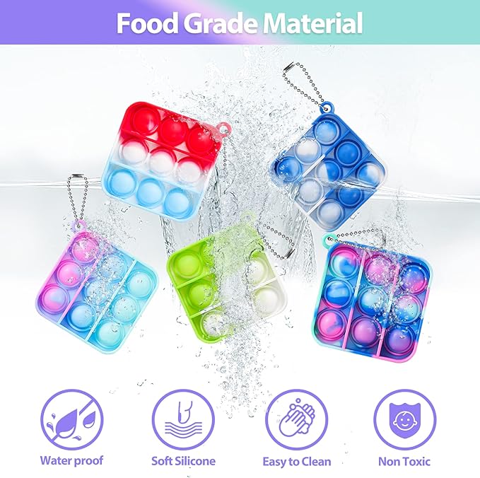 Pop Fidget Toys Bulk Its Party Favors for Kids 4-8 8-12 30 Pack Mini Pop Keychain It Christmas Stocking Stuffers for Kids Toy Fidgets for Classroom Prizes Student Gifts Birthday Goodie Bag Stuffers