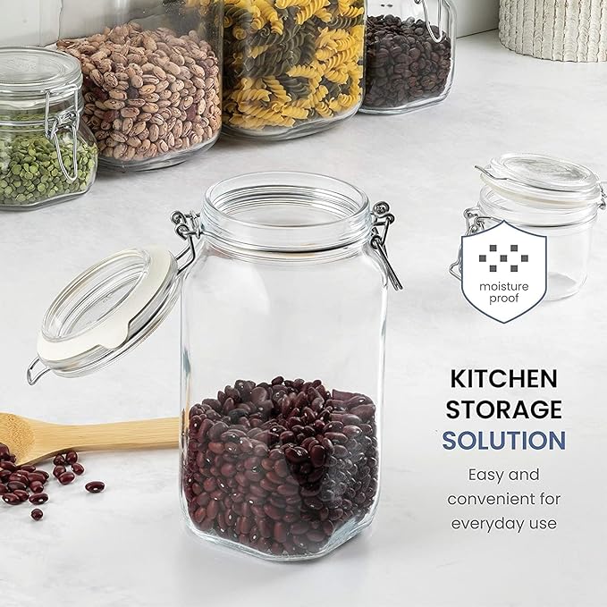 Bormioli Rocco Fido Glass Jar - 67.75 oz Large Airtight Container with Clamp Lid & Rubber Seal, BPA-Free Italian Jar for Fermentation, Kombucha, Sauerkraut, Pickles, Kefir & Homemade Beverages