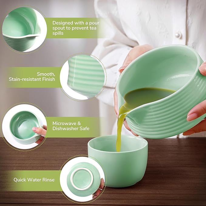 HELPLX Matcha Whisk Set 10-Piece Japanese Matcha Kit with BowlWhisk & Holder2 Tea CupsBamboo ScoopSpoonSifterScoop Rest & Tea Towel – Green Matcha Tea Set for Ceremony or Daily Use