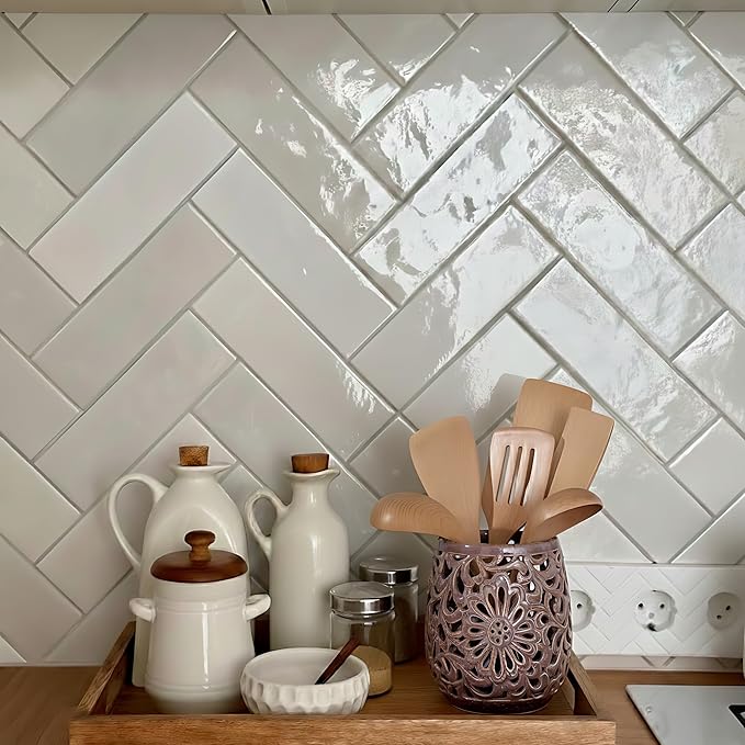 Farmhouse Kitchen Utensil Holder for Kitchen Counter, Ceramic Large Cooking Utensil Crock with Cork Mat, Countertop Cooking Tool Spatula Organizer, Purple Antique Design