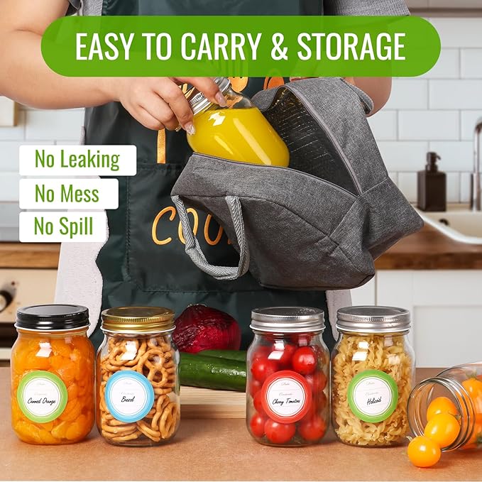 Glass Mason Jars with Silver Lids 16 oz - 15 Pack Regular Mouth Canning Jars for Food Storage, Meal Prep, Overnight Oats, DIY Crafts - Includes 24 Stickers & Brush