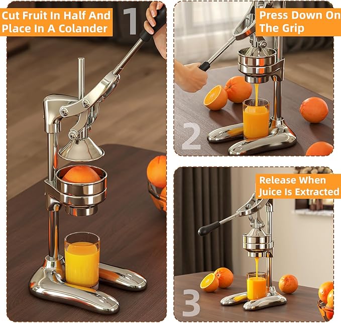 Nisorpa Manual Juicer Hand Press Commercial Citrus Juicer Machine Stainless Steel Fruit Squeezer Pomegranate Orange & Lemon Squeezer for Home Restaurant