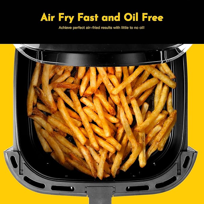 8.5QT Air Fryer, Upgraded Family Size Capacity, Square Basket Dials Stainless Steel Air Fryers, Reheat Leftovers, Easy Cooking for Healthier Breakfast & Dinner in Minutes, Gift Box Included