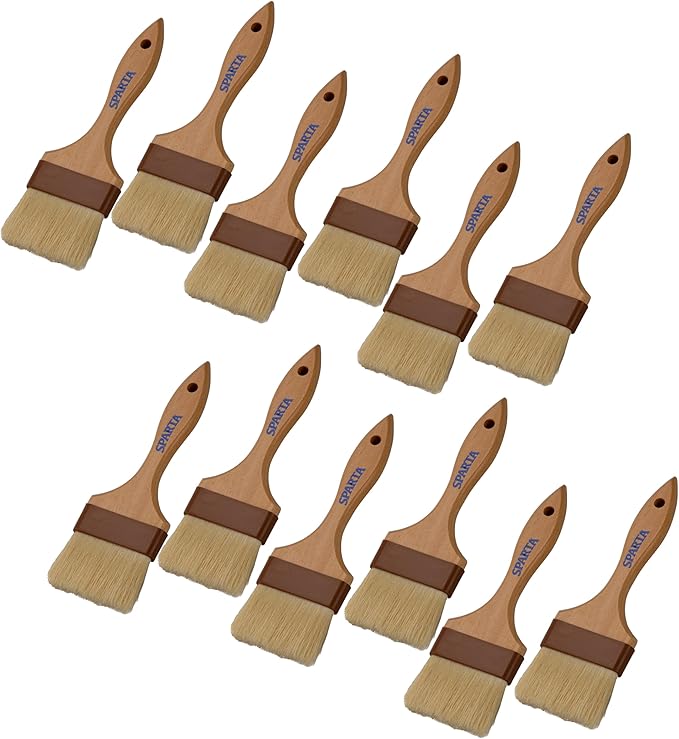 SPARTA Chef Series Basting Brush, Flat Boar Bristle Pastry Brush for Cooking and Baking, 3" Wide, 12 Count