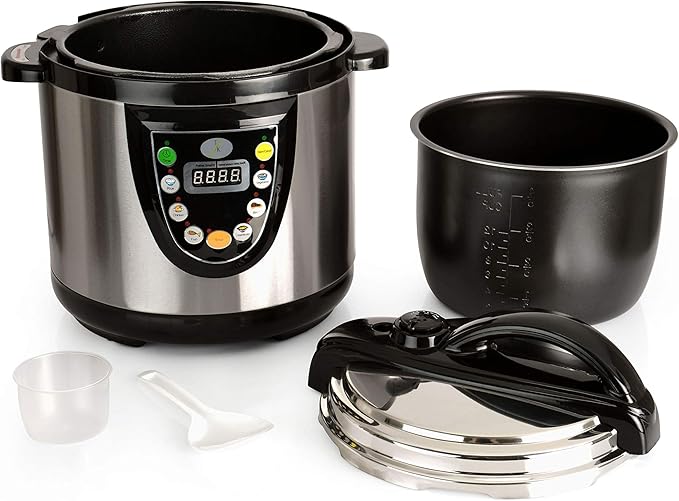Berghoff Electric Pressure Cooker, 6.3 Qt, Black/Silver
