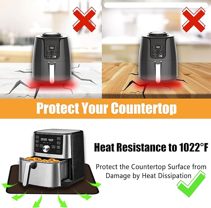 Heat Resistant Mats for Kitchen Countertop 21x29.5in,Coffee Mat,Coffee Bar Mat for Countertops,Air Fryer Deep Fryer Mat to Protect quartz Countertop,Kitchen Hot Pad,Waterproof mat for Kitchen (Coffee)