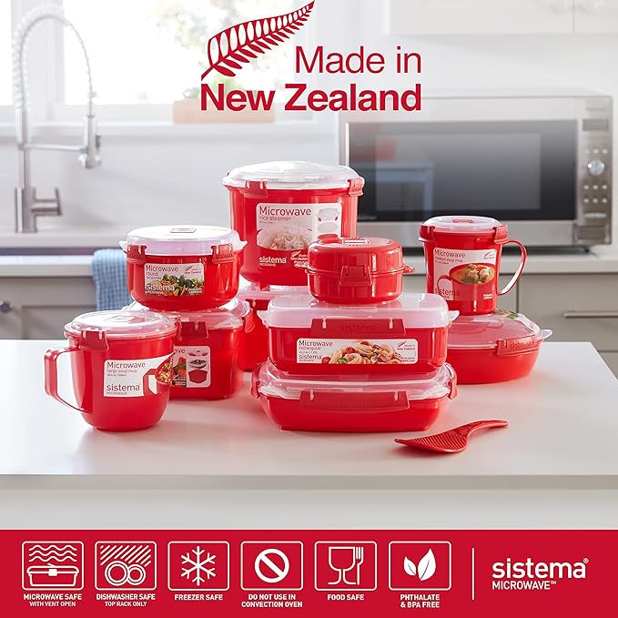 Sistema Heat & Eat Microwaveable Food Steamer with Removable Steamer Basket & Steam Release Vents, Large 3.2L Capacity, Dishwasher & Freezer-Safe, BPA-Free