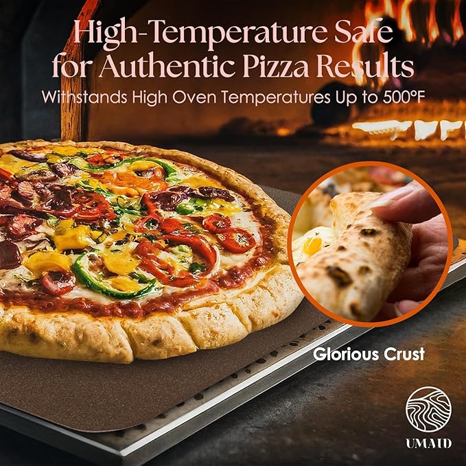 UMAID Pizza Steel for Oven & Grill, 16"x13.4", 1/4" Thick Pre-Seasoned Carbon Steel Baking Steel, Best Fit for Standard 12" Home Pizza, Achieve Restaurant-Quality Crust, Includes Recipe Booklet