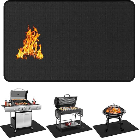 90 x 48 inch Under Grill Mats for Outdoor Grill, Double-Sided Fireproof Deck and Patio Protector Mat, Waterproof Oil-Proof BBQ Floor Pad Indoor Fire Pit Fireplace Mat