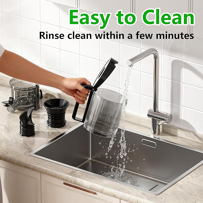 Cold Press Juicer Machines, 5.3" Large Feed Chute Slow Masticating Juicer, Powerful AC Brushless Motor Fit Whole Fruits & Vegetable, 99% Juice Yield, Ultra Quiet, Easy Clean