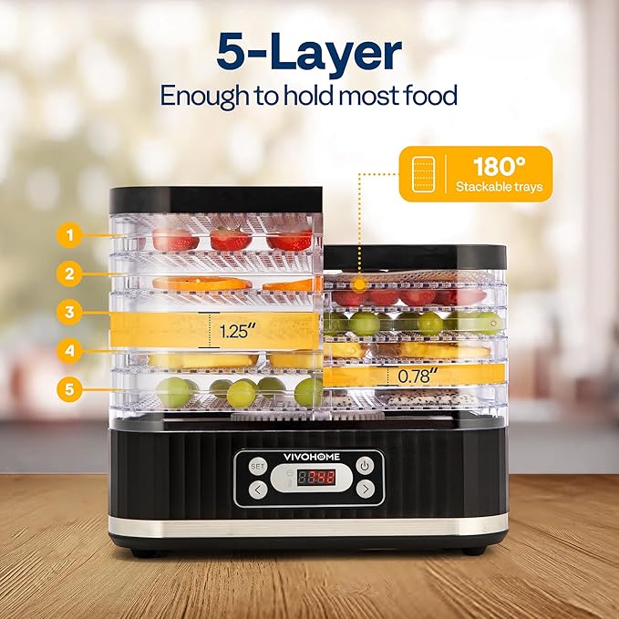 VIVOHOME 6 in 1 Multifunctional Stand Mixer with Electric 5 Trays Food Dehydrator Machine