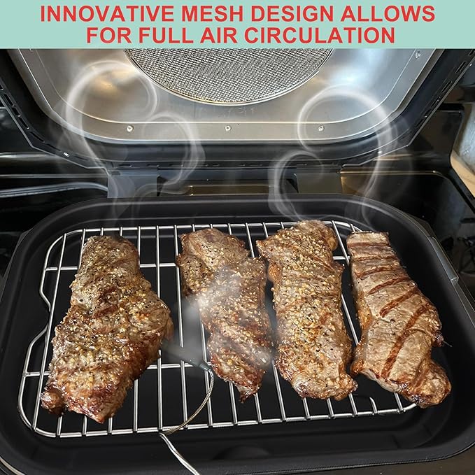 Non-Stick Griddle Pan, Stainless Steel Rack and Air Fryer Liners for Ninja FG551 Smart XL 6-in-1 Indoor Grill, Parts for Ninja Air Fryer Accessories with Disposable Parchment Paper, 100 Packs