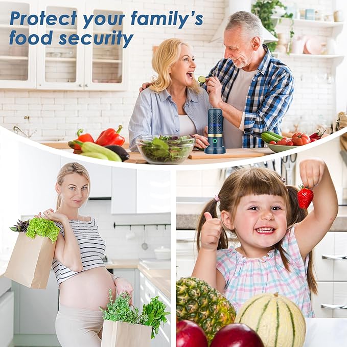 Cudinham Fruit and Vegetable Purifier Cleaner Washing Machine Upgraded Capsule Shape Disinfection OH-ion Purification Technology for Cleaning Veggie Grains Rice Meat Seafood, Blue Ocean