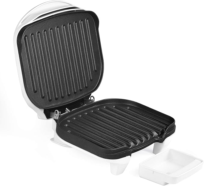 Courant 2-Serving Classic Plate Electric Indoor Grill and Panini Press, Contact Grill Champ, White