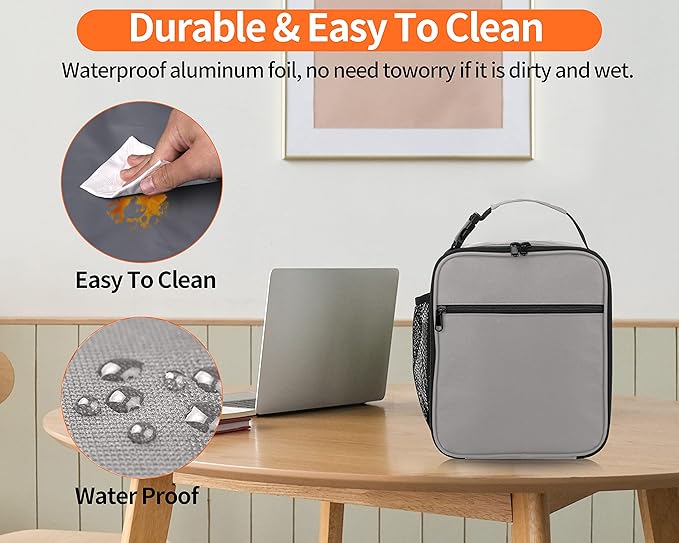 ZM-YOUTOO Lunch Box for Men - Reusable Lunch Bag Men Adult Women- Insulated Small LunchBox (Light Gray)