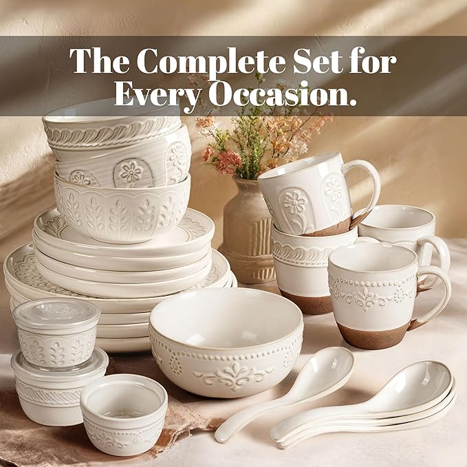 Artena Ramekins Oven Safe, Creme Brulee Ramekins, Embossed White Ceramic Ramiken, Souffle Pudding Custard Cups, Baking Dish, Dipping Bowls, Sauce Cups, Set Of 4 (Multiple Patterns, 4 oz)