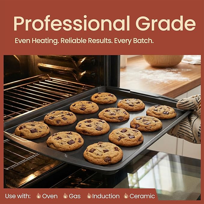 Bakken Swiss - Bakeware Set – 6 Piece – Stackable, Deluxe, Non-Stick Baking Pans for Professional and Home Cooking – Carbon Steel, Gray Coating