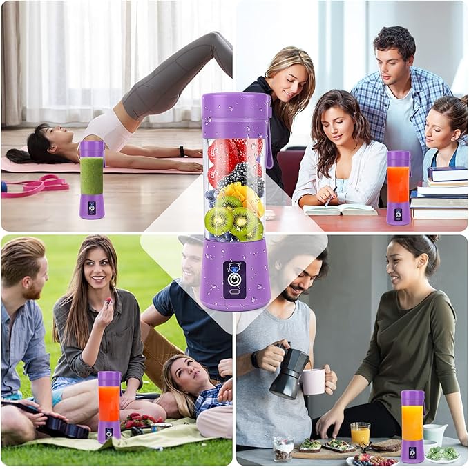 MIAOKE Portable Blender, Personal Mini Juice, USB Rchargeable Juicer Cup with Six Blades in 3D, Smoothie Blender Home/Office/Outdoors