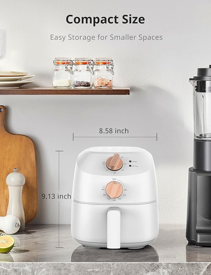 COMFEE' Compact 2.1 Quart Air Fryer with 12 Menu Options, Adjustable Timer & Temperature Control 176-400 degrees F, Dishwasher-Safe Nonstick Fry Basket with Stainless Steel Finish