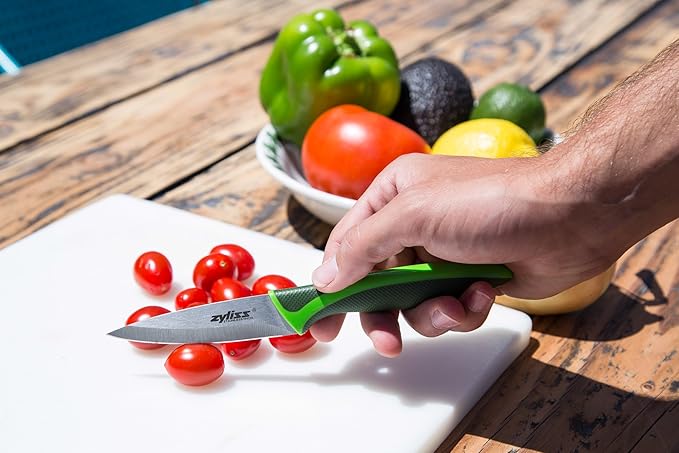 ZYLISS Paring Knife with Sheath Cover, 3.5-Inch Stainless Steel Blade, Green