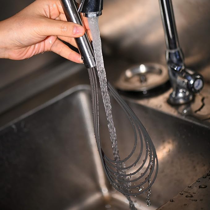 Flat Whisks Stainless Steel,3 Pack 10''+11''+12'' Set Premium Sturdy-6 Silicone Heads Non Stick Wires Whisk for Blending Beating Stirring Kitchen Cooking Color Grey by Jell-Cell
