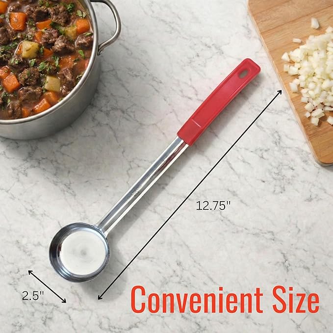 2 Ounce Solid Stainless Steel Portion Control Ladle Spoon for Measuring and Serving; Commercial Grade Serving Scoops [Pack of 12]