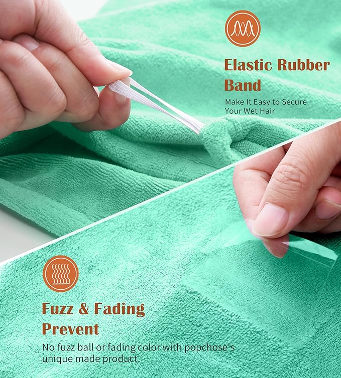 POPCHOSE Microfiber Hair Towel Wrap, 3 Packs Fast Drying Hair Turbans, Super Absorbent Hair Towel for Women, Stocking Stuffers for Women, Anti Frizz Hair Wrap Towels Wet, Curly, Longer, Thicker Hair