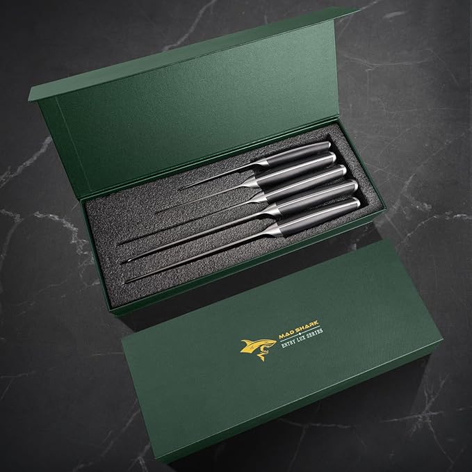 MAD SHARK Kitchen Knife Set, Professional Kitchen Knives 5PC Chef Knife Sets, German High Carbon Stainless Steel, Ultra Sharp Cooking Knives with Gift Box