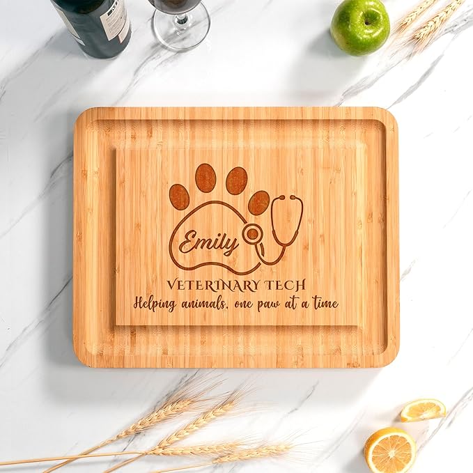 Personalized Veterinary Technician Charcuterie Board, Cheese Board Gift Set for Veterinarian - Veterinary Technician Gifts, Vet Tech Appreciation Gifts