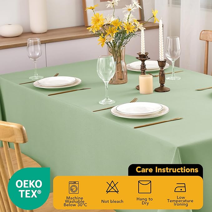 10-Pack Sage Green Tablecloths for Rectangle Tables, 60 x 102 Inches, Stain-Resistant Polyester Fabric for 6 Foot Tables - Washable Table Covers for Weddings, Birthday Parties, Events