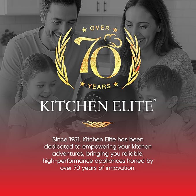 Kitchen Elite 2.5 Quart Compact Air Fryer Oven Small Countertop Oil-Free Cooker with PFAS-Free Nonstick Basket, Easy Clean, Black