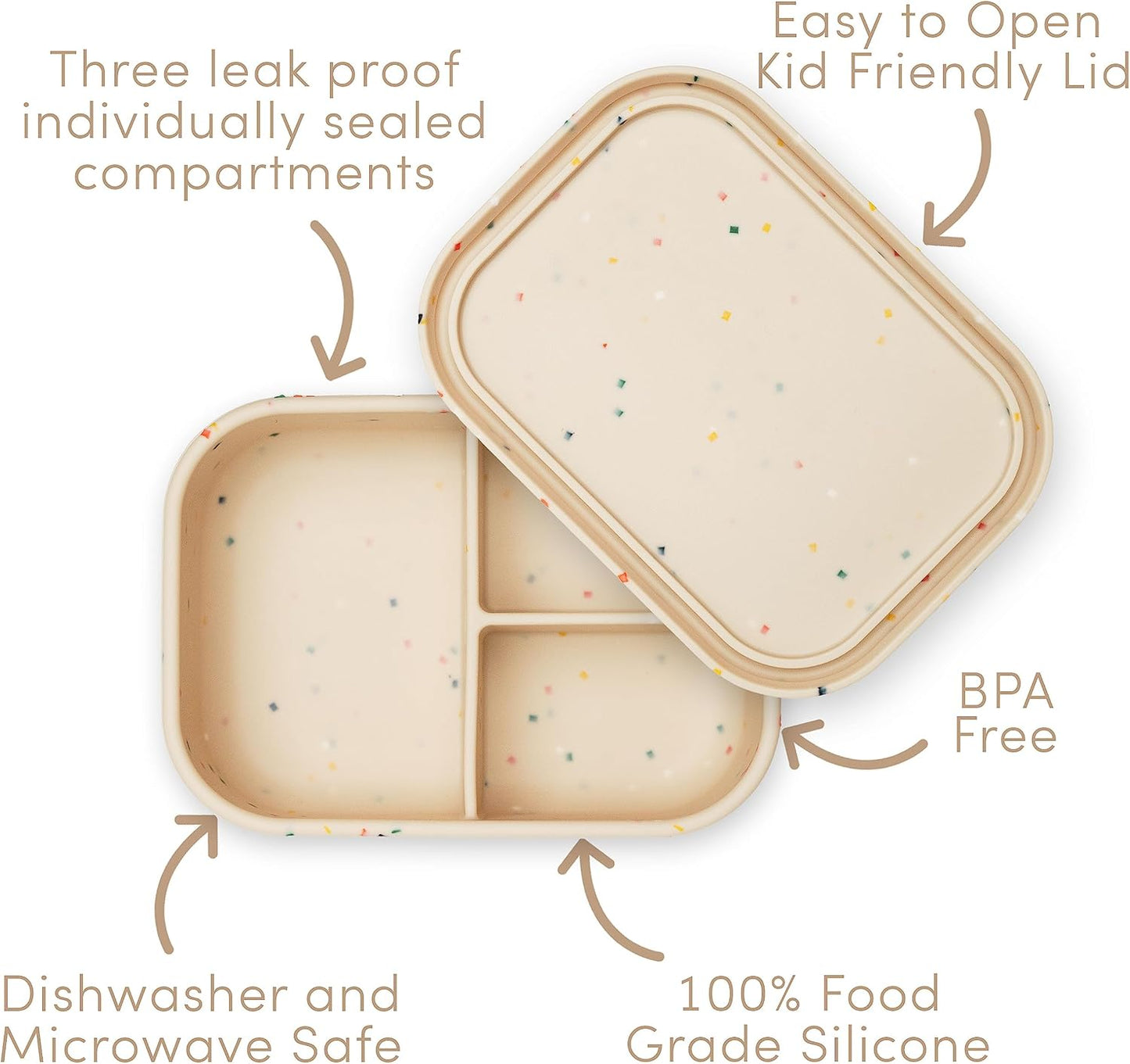 Ullabelle Leak Proof Bento Box Food-Grade Silicone Bento, BPA, Phthalate, Lead, & PVC Free - Bento Lunch Box for Daycare, Kids, & Adults - Leak Resistant Sets With Lids Snack Box Container (Lilac)