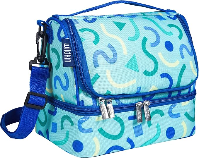 Wildkin Kids Two Compartment Insulated Lunch Bag – Keeps Food Hot or Cold, Easy-Clean Lining, Leak-Resistant & BPA-Free – Boys & Girls, Ideal for School, Travel & Daycare – Confetti Blue