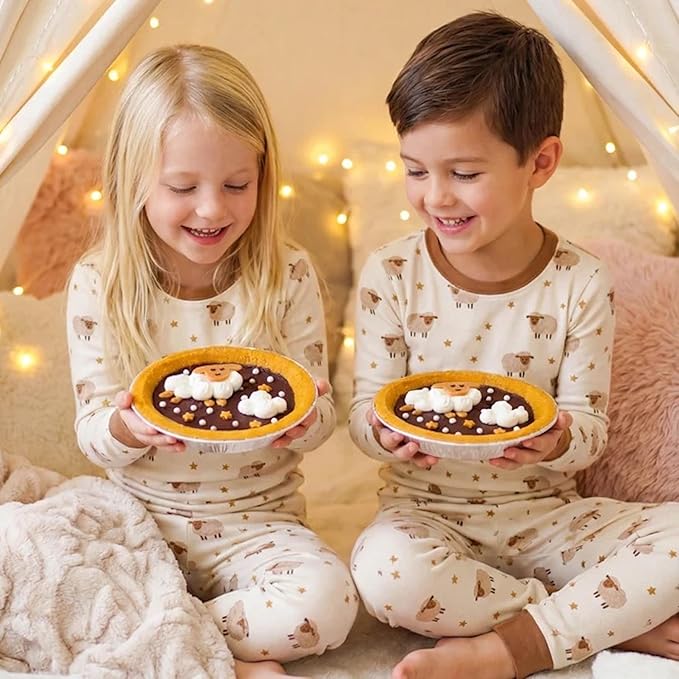 Baketivity Counting Sheep Sweet Dream Pie Kids Baking Kit – Chocolate Dessert Baking Set, Steam Cooking Activity For Kids, Cookie Mix Style, Kosher, Makes Two Mini Pies