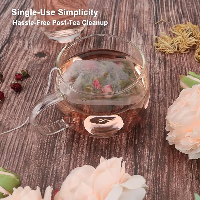 NEPAK 100Pcs Tea Bags for Loose Leaf Tea,3.15 x 3.94 inches Empty Tea Bags,Disposable Fillable Teabags,Tea Filter Bags for Loose Tea